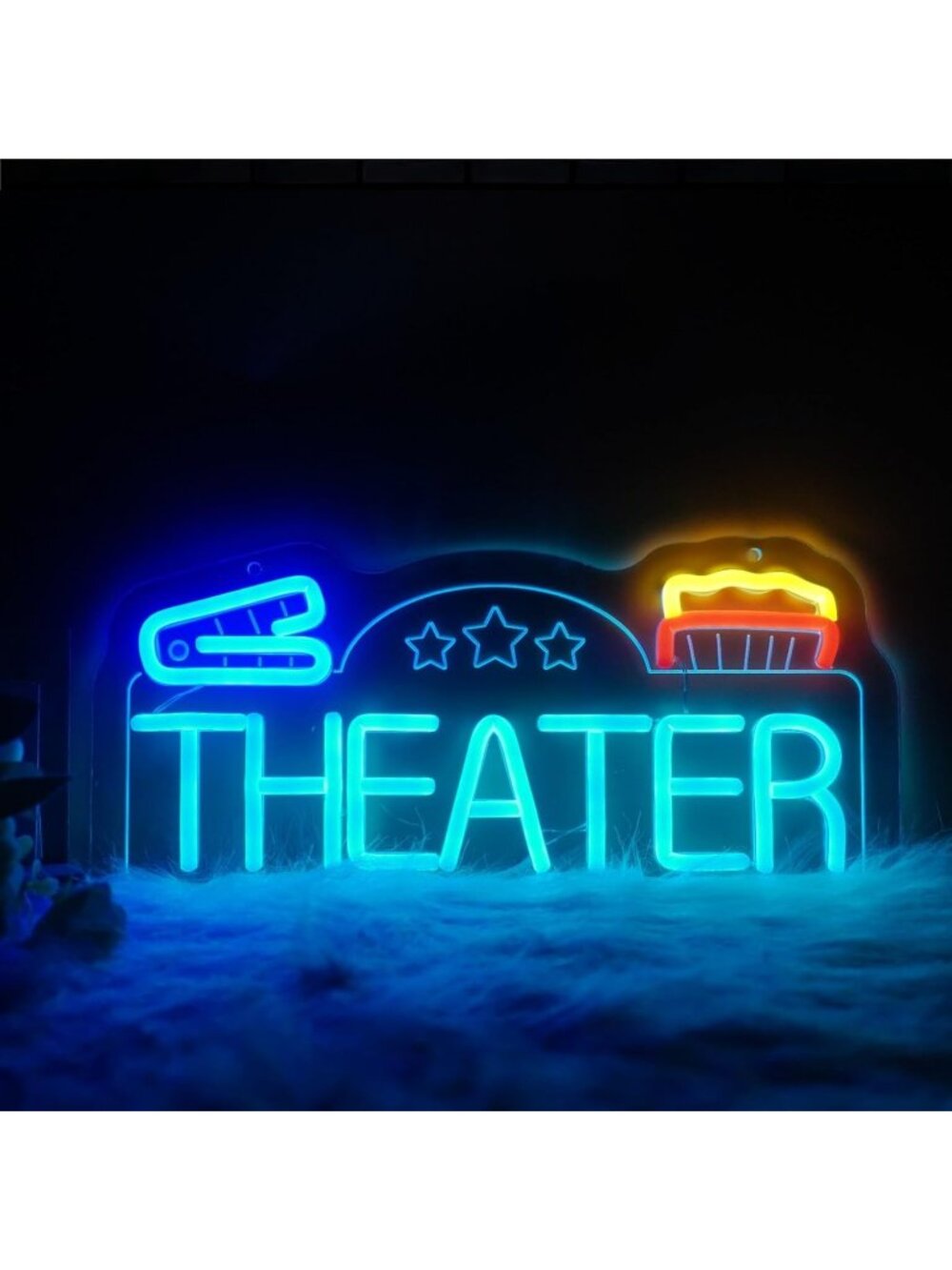 Theater Neon Sign Blue Red Yellow Dimmable LED Theater Neon Light Cinema Theme